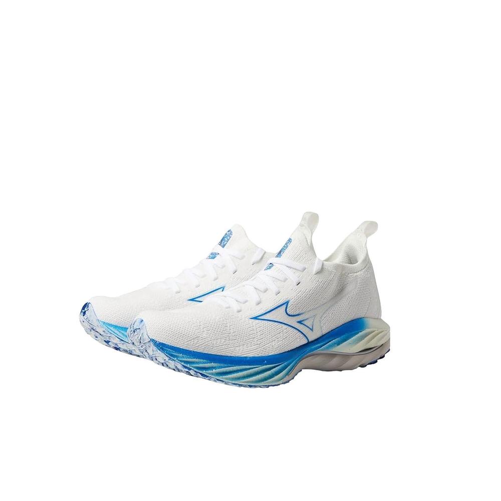 NEW MIZUNO women wave neo wind running shoe in undyed white-peace blue